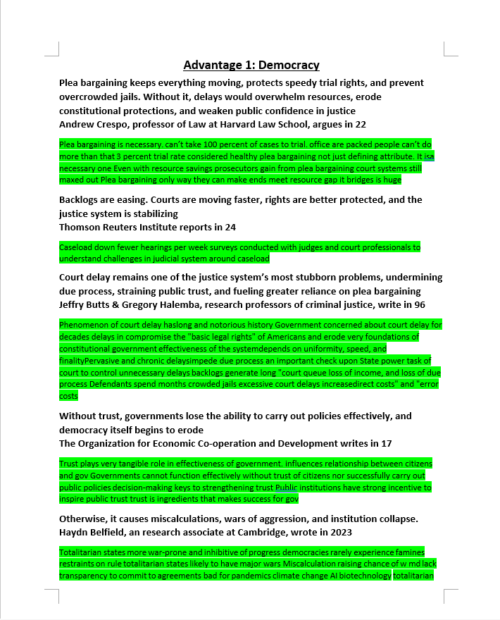 Cleaned debate evidence document after using CardClip